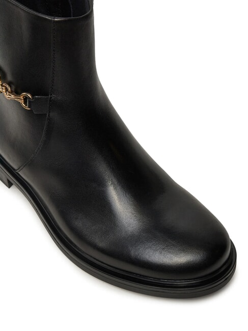TH CHAIN Low leather ankle boots with zip black - Women&rsquo;s shoes
