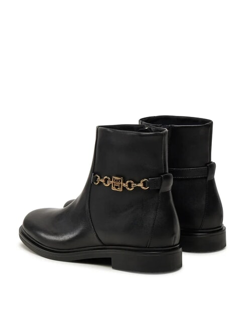 TH CHAIN Low leather ankle boots with zip black - Women&rsquo;s shoes