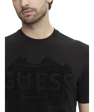GUESS FLOCK Regular fit short sleeve t-shirt jetbla - T-shirt - 3