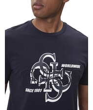 GUESS DROP SHADOW Short-sleeved T-shirt with 4G print smartblue - T-shirt - 3