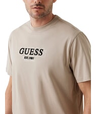 GUESS SMALL LOGO Regular fit short sleeve t-shirt pasadena stone - T-shirt - 3