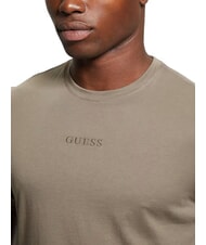GUESS PIMA Cotton T-shirt with embroidered logo walnut shell - T-shirt - 3