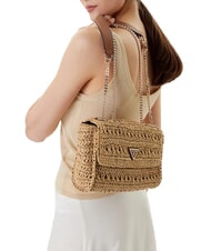 GUESS IRENE Woven shoulder bag, crossbody bag natural / cognac - Women&rsquo;s Bags - 5