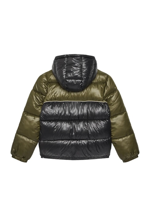 KIDS Two-tone children's down jacket with hood green/black combo - Baby Jackets