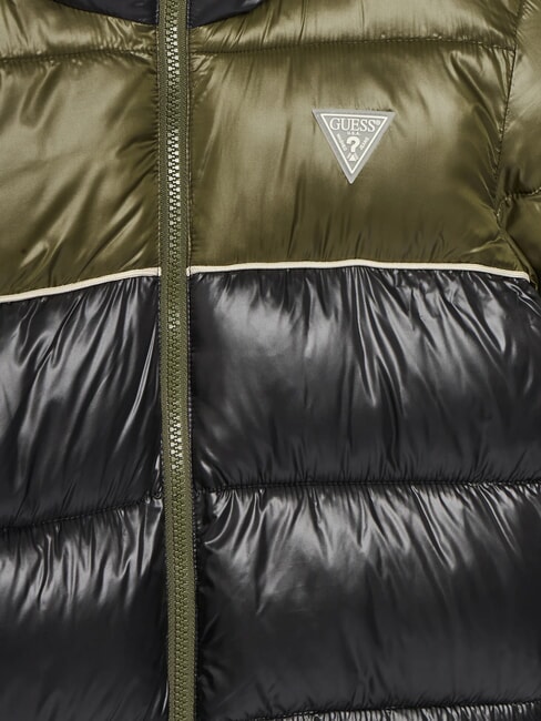 KIDS Two-tone children's down jacket with hood green/black combo - Baby Jackets