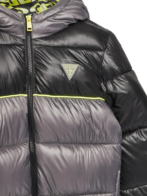 KIDS Two-tone children's down jacket with hood black/grey combo - Baby Jackets