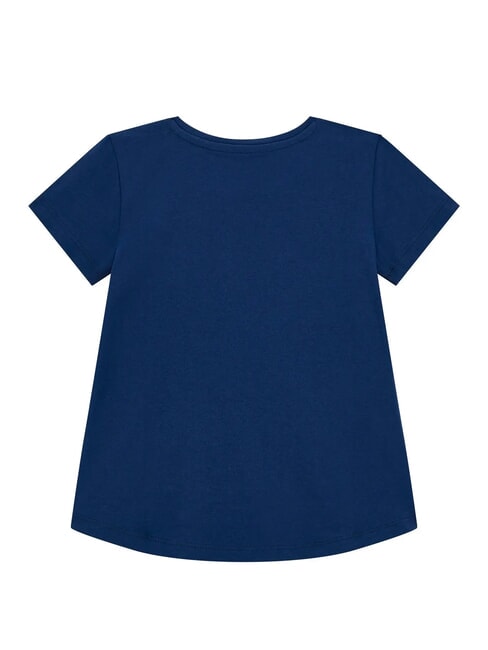 KIDS Short-sleeved T-shirt with embroidery and sequins secret blue - Child T-shirt