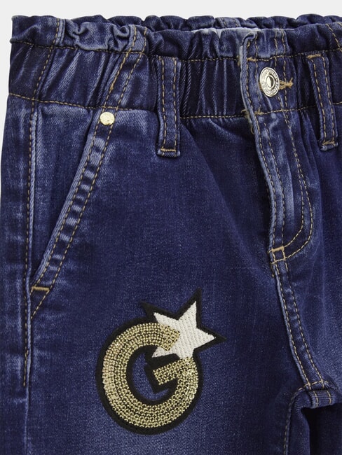 KIDS MINI ME Girls' jeans with rhinestone patches shiny letters baby w - Children's trousers