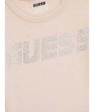GUESS KIDS MINI ME Girls' short-sleeved T-shirt with rhinestones pale sand - Child T-shirt - 3