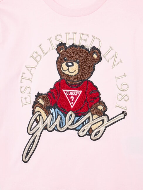 KIDS Long-sleeved T-shirt with teddy bear cotton candy pink - Child T-shirt