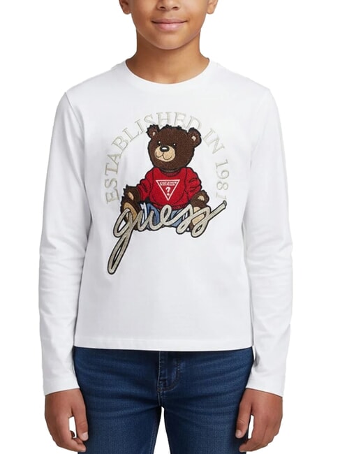 KIDS Long-sleeved T-shirt with teddy bear purwhite - Child T-shirt