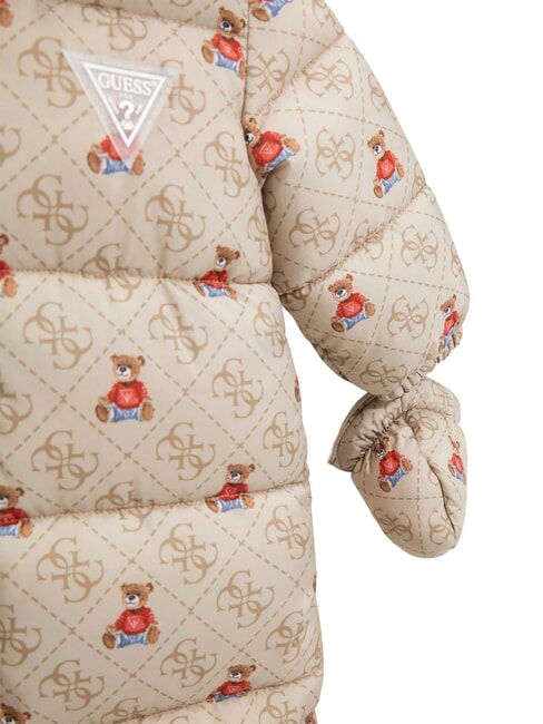 KIDS MINI ME Snowsuit with hood 4g rustic beige aop - Rompers and baby outfits