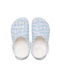 CROCS CLASSIC GINGHAM Women's printed sabot slippers white/blue - Women&rsquo;s shoes - 3