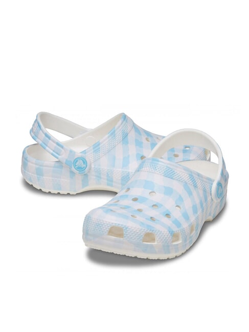 CLASSIC GINGHAM Women's printed sabot slippers white/blue - Women&rsquo;s shoes