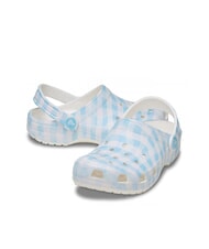 CROCS CLASSIC GINGHAM Women's printed sabot slippers white/blue - Women&rsquo;s shoes - 5
