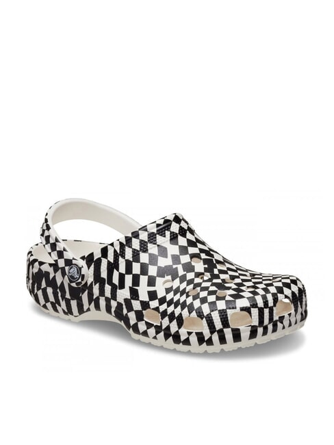 CLASSIC WARPED Unisex sabot slippers with print white / black - Unisex shoes