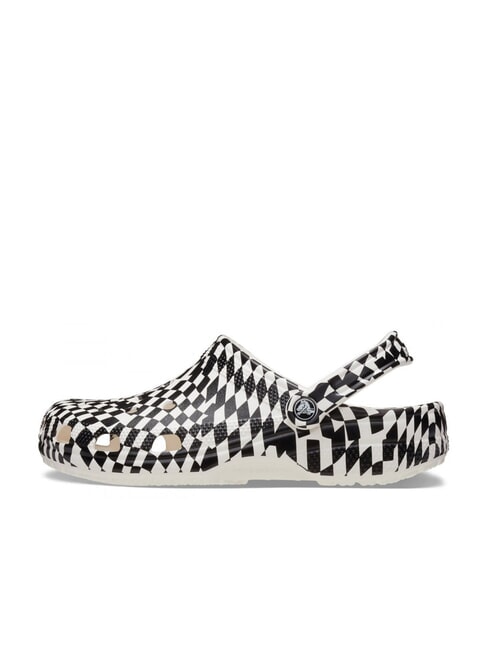 CLASSIC WARPED Unisex sabot slippers with print white / black - Unisex shoes