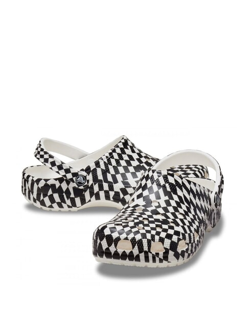 CLASSIC WARPED Unisex sabot slippers with print white / black - Unisex shoes