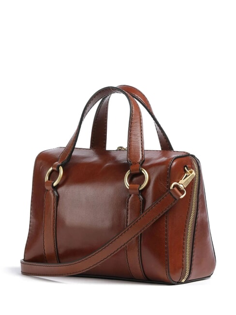 LAURA Leather satchel bag with shoulder strap BROWN - Women&rsquo;s Bags