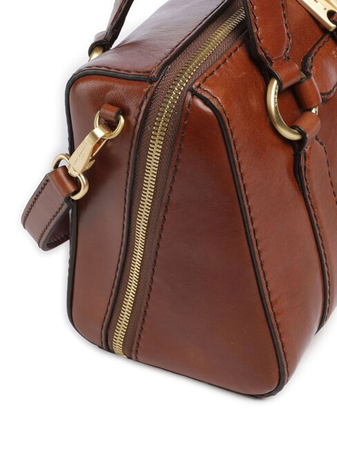 LAURA Leather satchel bag with shoulder strap BROWN - Women&rsquo;s Bags