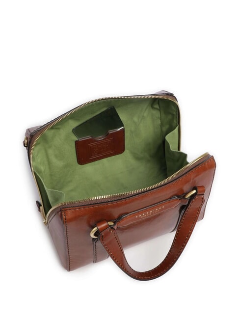 LAURA Leather satchel bag with shoulder strap BROWN - Women&rsquo;s Bags