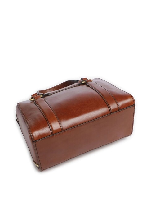 LAURA Leather satchel bag with shoulder strap BROWN - Women&rsquo;s Bags