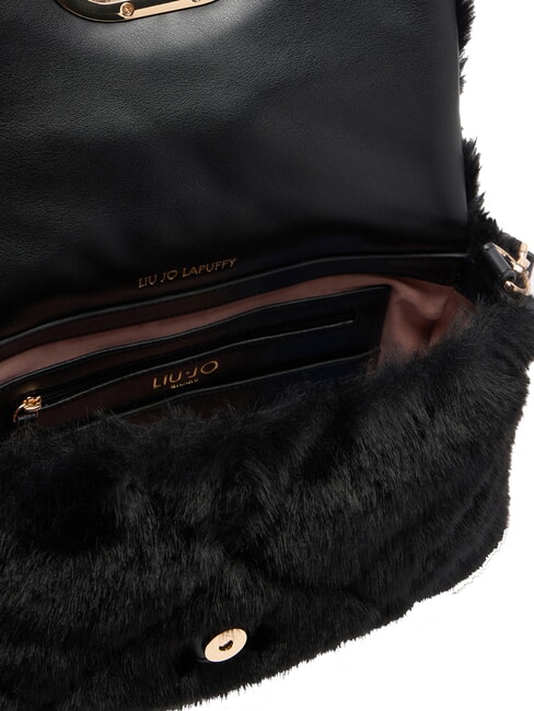 LAPUFFY Plush bag chain handle BLACK - Women&rsquo;s Bags