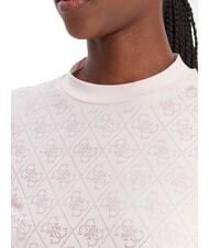 GUESS MOCK NECK ALL OVER 4G Slim fit T-shirt with rhinestones delicate pink - T-shirt - 3