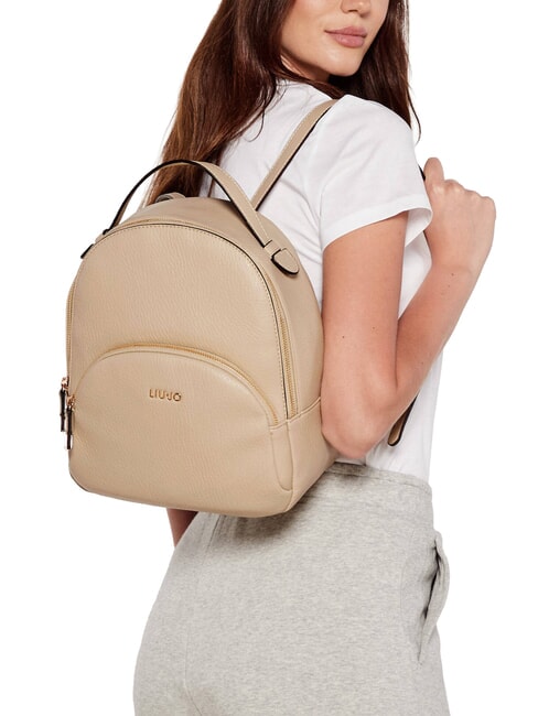 MANHATTAN Medium round backpack with pocket sand - Women&rsquo;s Bags