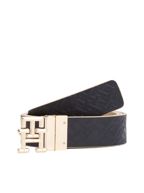 TH LOGO Reversible leather belt desert khaki melange - Belts