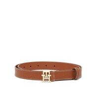 TOMMY HILFIGER TH LOGO Women's leather belt cognac / black - Belts - 4