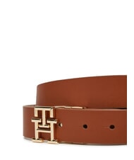 TOMMY HILFIGER TH LOGO Reversible leather belt cognac / sugarcane mono - Belts - 3