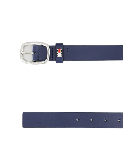 TOMMY JEANS OVAL  Shortenable leather belt Yale Navy - Belts