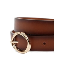 TOMMY HILFIGER TH CHIC BURNISHED Women's leather belt cognac / sugarcane mono - Belts - 3