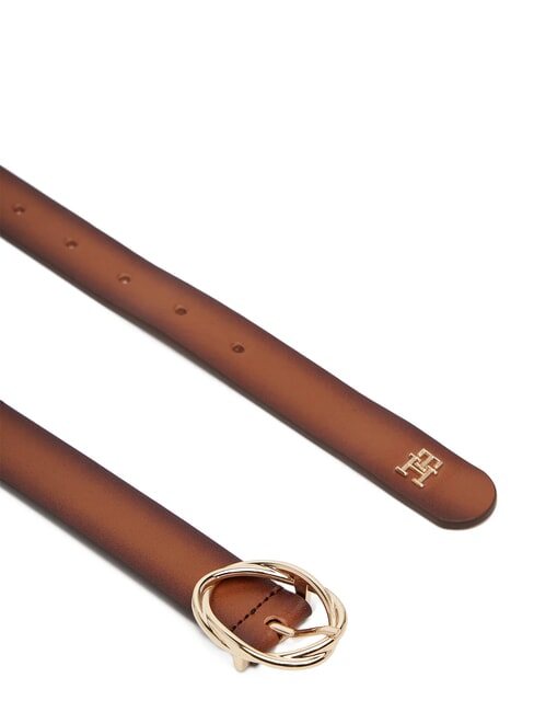 TH CHIC BURNISHED Women's leather belt cognac / sugarcane mono - Belts