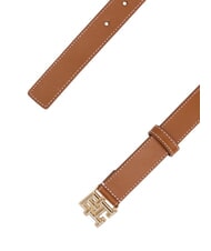 TOMMY HILFIGER TH LOGO Women's leather belt cognac / black - Belts - 2
