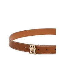 TOMMY HILFIGER TH LOGO Women's leather belt cognac / black - Belts - 3