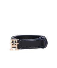 TOMMY HILFIGER TH LOGO Women's leather belt space blue - Belts - 4
