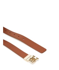 TOMMY HILFIGER TH LOGO Reversible leather belt cognac / sugarcane mono - Belts - 4