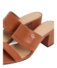 TOMMY HILFIGER TH Wide-heel leather mule sandal cinnamon bark - Women&rsquo;s shoes - 4