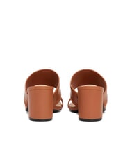 TOMMY HILFIGER TH Wide-heel leather mule sandal cinnamon bark - Women&rsquo;s shoes - 6