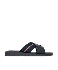 TOMMY HILFIGER TH Leather slippers with logo ribbon - Men&rsquo;s shoes