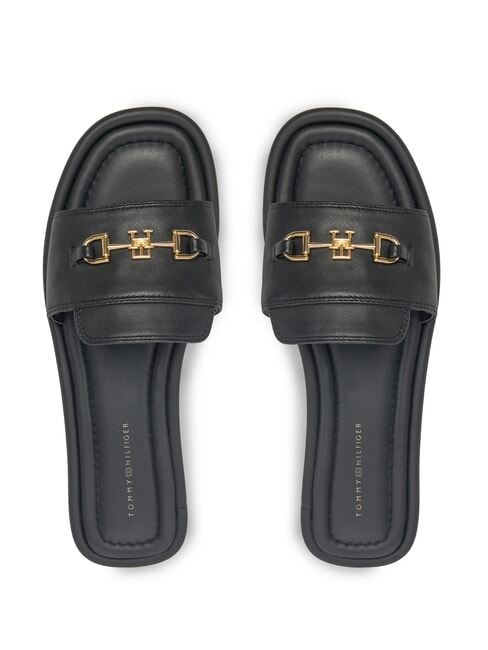 TH Leather slippers with logo black - Women&rsquo;s shoes