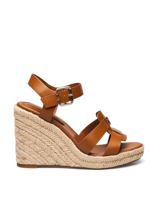 TH High leather espadrilles wedge sandals cognac brown - Women&rsquo;s shoes