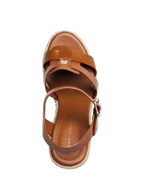 TH High leather espadrilles wedge sandals cognac brown - Women&rsquo;s shoes