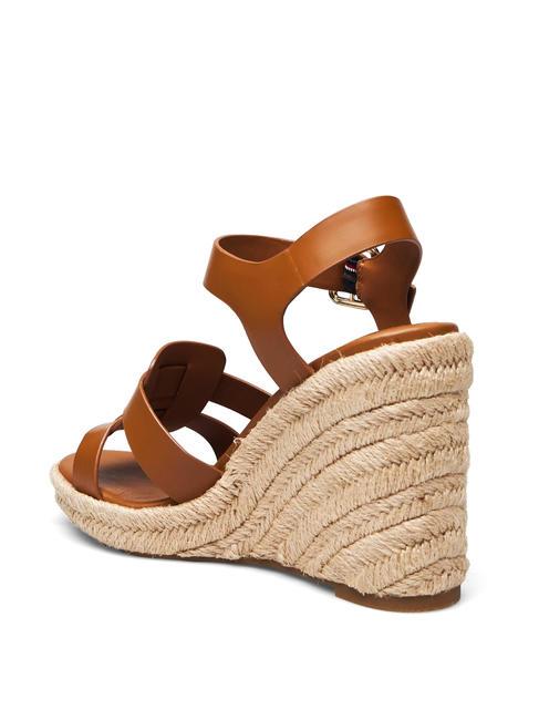 TH High leather espadrilles wedge sandals cognac brown - Women&rsquo;s shoes