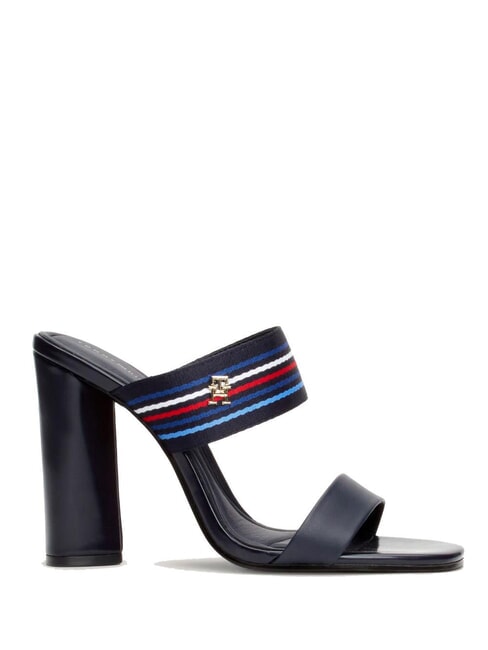 SLIDE High sandals with logo ribbon space blue - Women&rsquo;s shoes