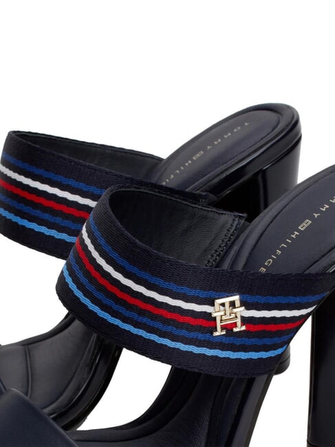 SLIDE High sandals with logo ribbon space blue - Women&rsquo;s shoes