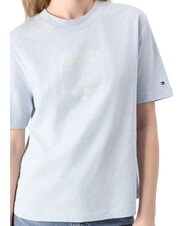 TOMMY HILFIGER OUTLINE FLAG TEE Regular fit short-sleeved T-shirt ice blue heather - T-shirt - 3