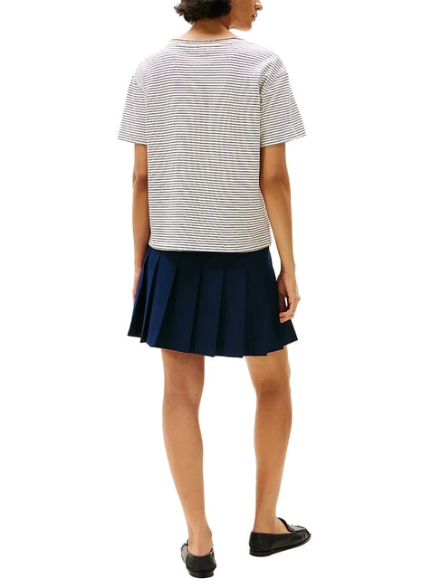 TH Relaxed fit T-shirt with V-neck cream/dark blue stp - T-shirt